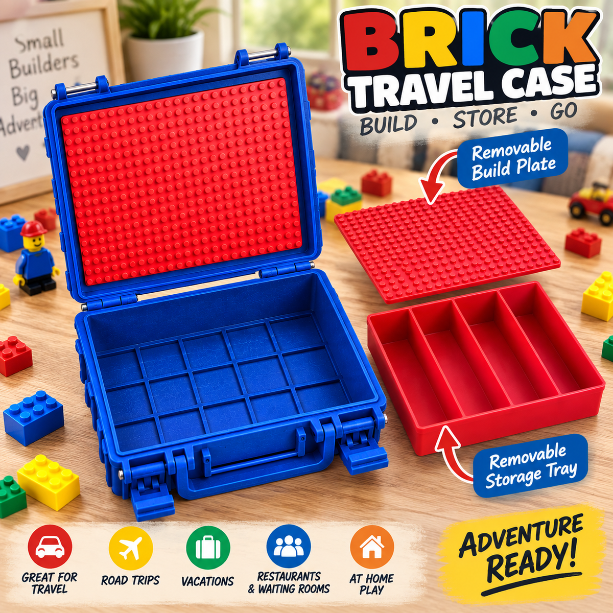 Personalized Building Brick Travel Case for Kids – Portable Storage & Play Box